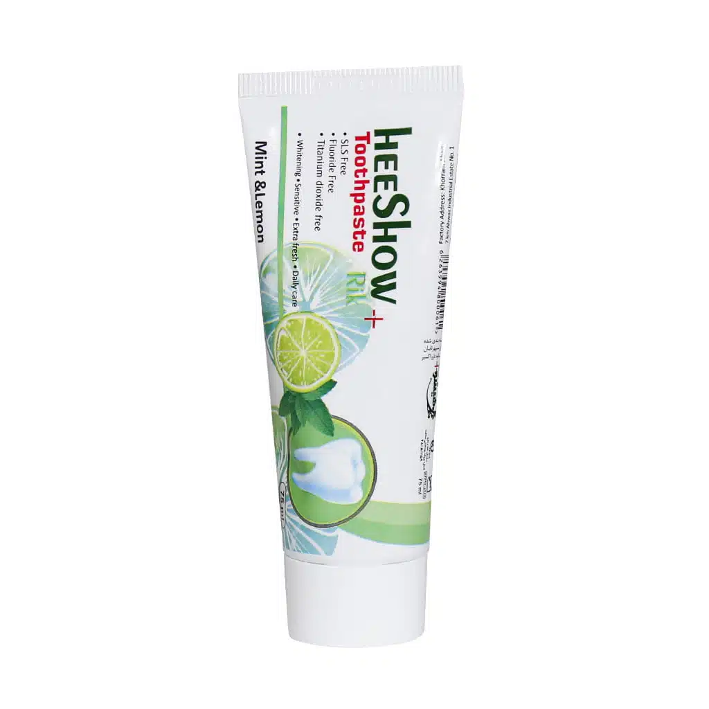 Heeshow-Rik-Mint-Lemon-Toothpaste-75-ml.jpg.webp خمیر دندان هیشو ریک مدل نعناع و لیمو 75 میلی لیتر