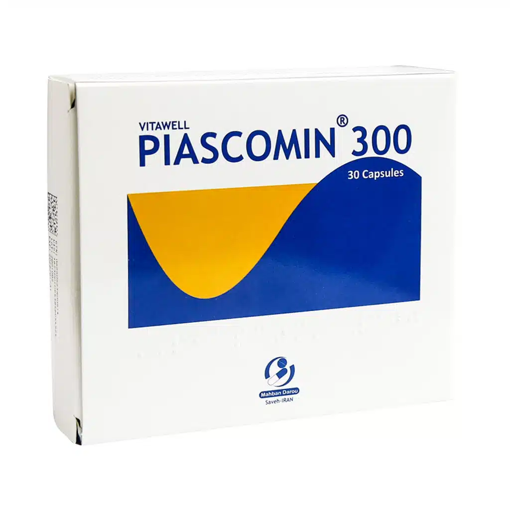 Mahban-Darou-Vitawell-Piascomin-300-30-Capsules.jpg.webp کپسول ویتاول پیاسکومین 300 میلی گرم مهبان دارو 30 عدد
