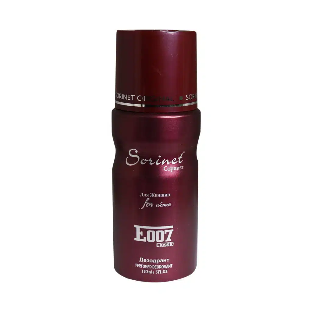 Sorinet-E007-Deodorant-for-Women-15.jpg.webp اسپری خوشبو کننده زنانه سورینت مدل E007 حجم 150 میلی لیتر