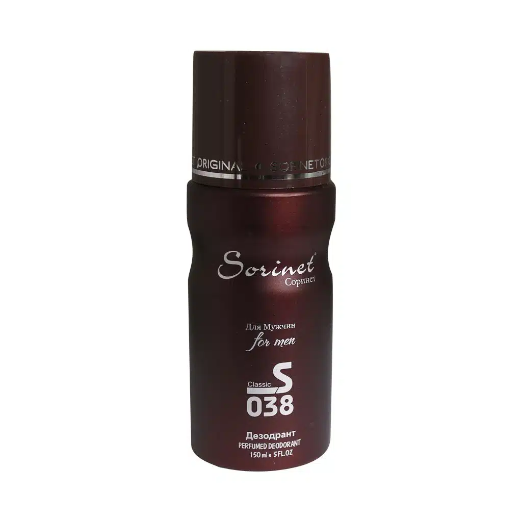 Sorinet-S038-Spray-For-men-150-ml-2.jpg.webp اسپری خوشبو کننده مردانه سورینت مدل S038 حجم 150 میلی لیتر
