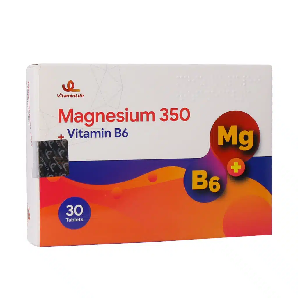 Vitamin-Life-Magnesium-350-Vitamin-B6.jpg.webp قرص منیزیم 350 و ویتامین ب 6 ویتامین لایف 30 عدد