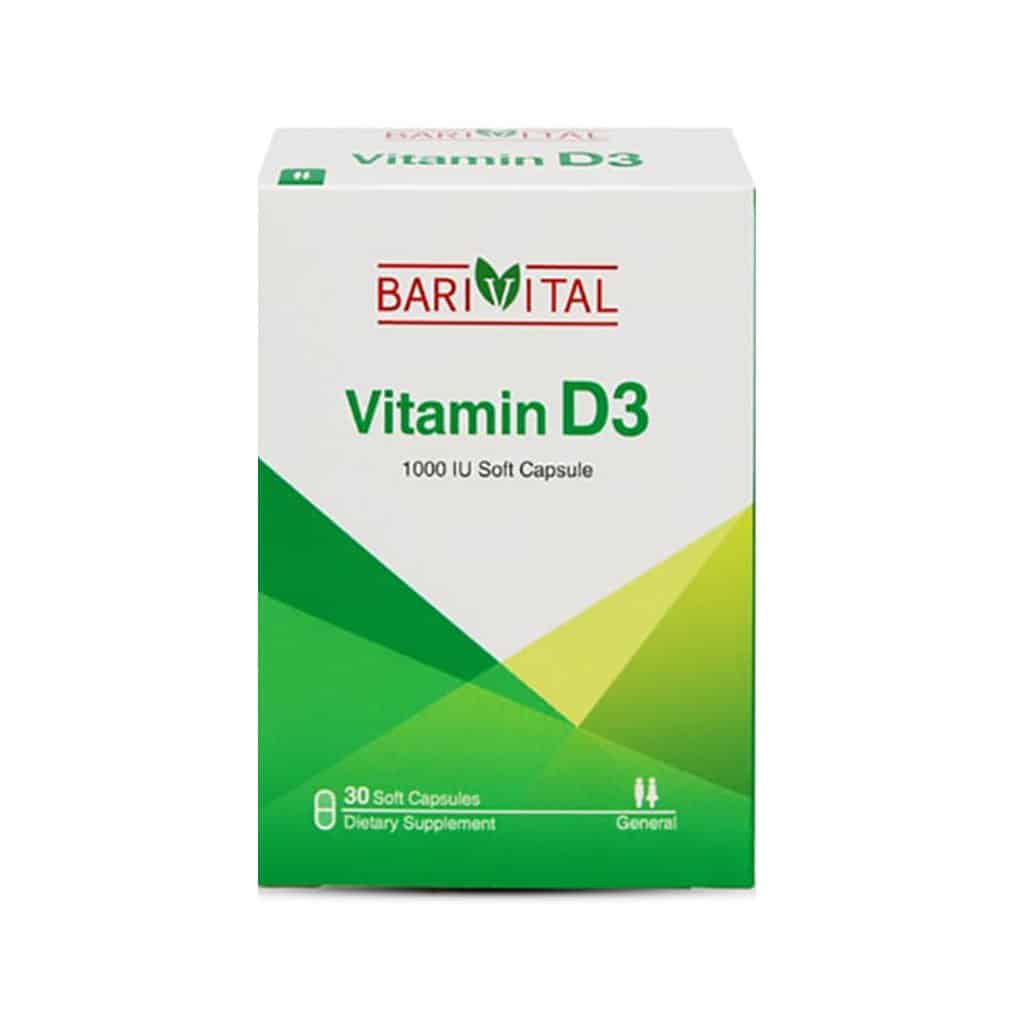 Barivital-Vitamin-D3-1000-IU-30-Caps کپسول نرم ویتامین D3 1000 IU باریویتال