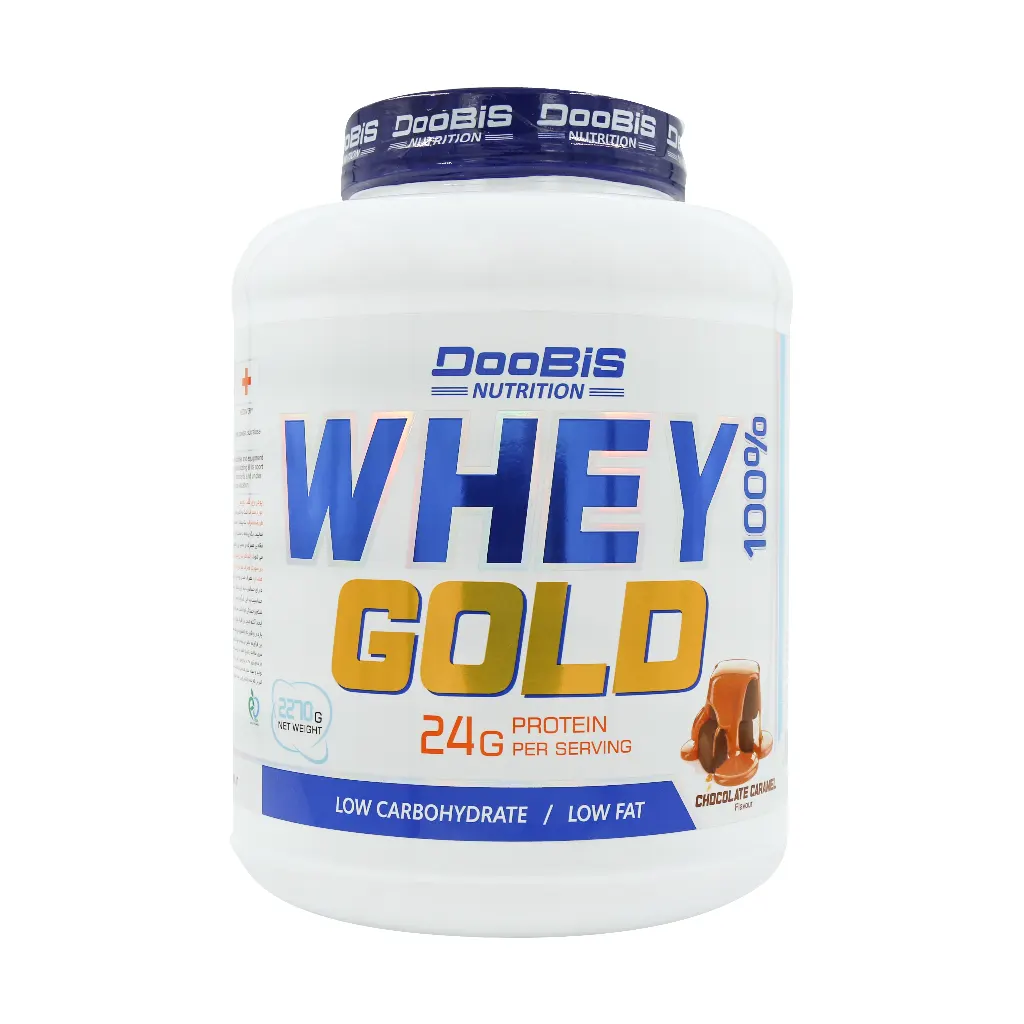 Doobis Whey Protein Gold Powder 2270 g chocolate caramel قیمت پودر پروتئین وی گلد دوبیس