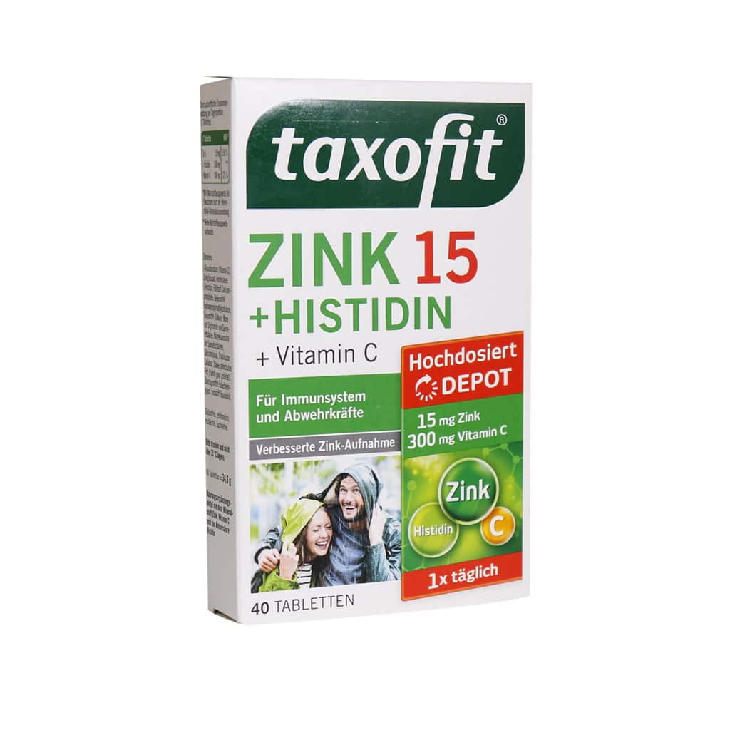 Taxofit Zink 15 Plus And Histidin 40 Tablets قرص زینک 15 پلاس و هیستیدین تاکسوفیت