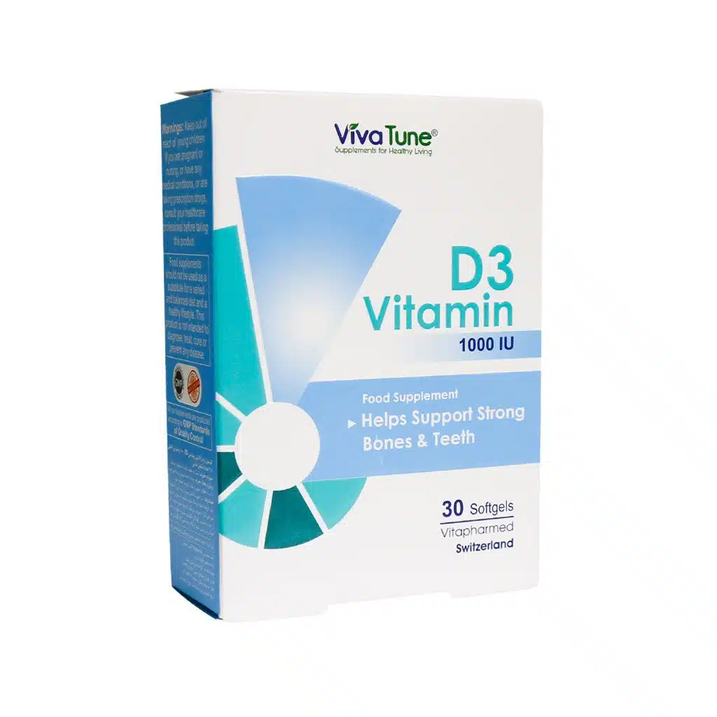 Vivatune-Vitamin-D3-30-Softgels.jpg.webp کپسول نرم ژلاتینی ویتامین D3 1000 واحد ویواتیون 30 عدد