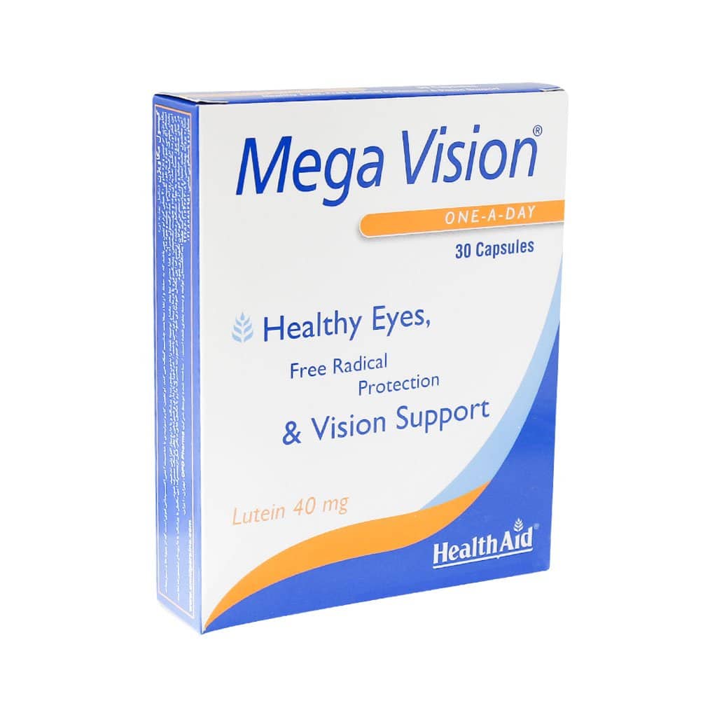 Health-Aid-Mega-Vision-30-Capsules کپسول مگا ویژن لوتئین 40 میلی گرم هلث اید