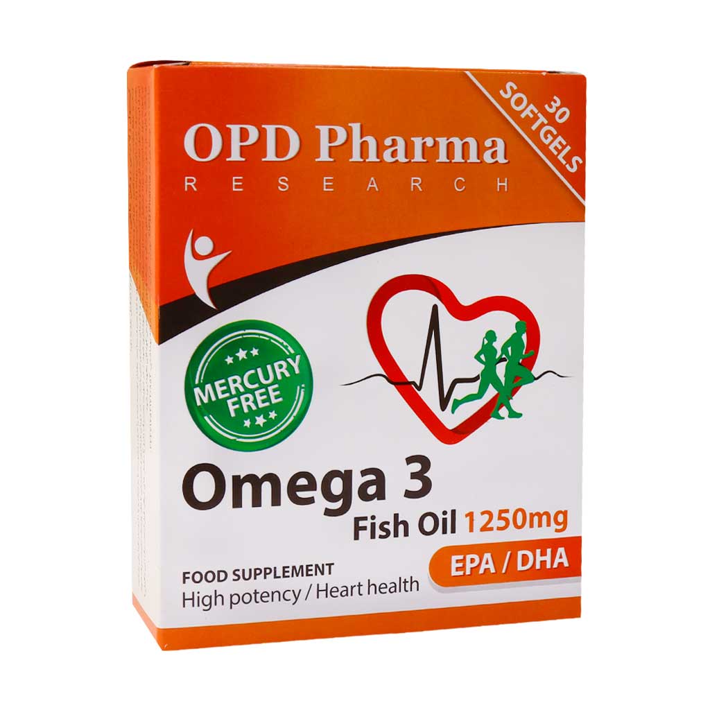 OPD-Pharma-Omega-3-Food-Supplement-1250mg-30-Tabs کپسول ژلاتینی امگا 3 بدون جیوه او پی دی فارما