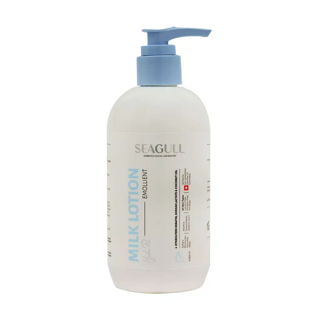 Seagull-Body-Beauty-Milk-Extract-Lotion-350-ml-1.jpg.webp لوسیون نرم کننده دست و بدن سی گل حاوی عصاره شیر مناسب پوست نرمال تا خشک 350 میلی لیتر