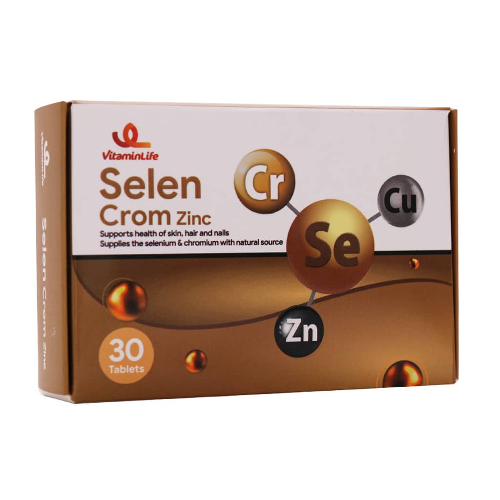 قرص سلن کروم زینک ویتامین لایف 30 عد قرص سلن کروم زینک ویتامین لایف