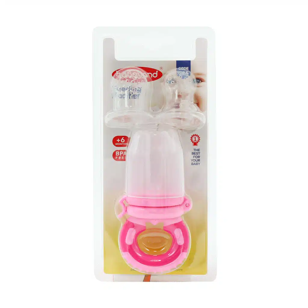 Baby-Land-Feeding-Pacifier-Code-285-pink.jpg.webp پستانک عصاره خوری کودک بالای 6 ماه بیبی لند کد 285