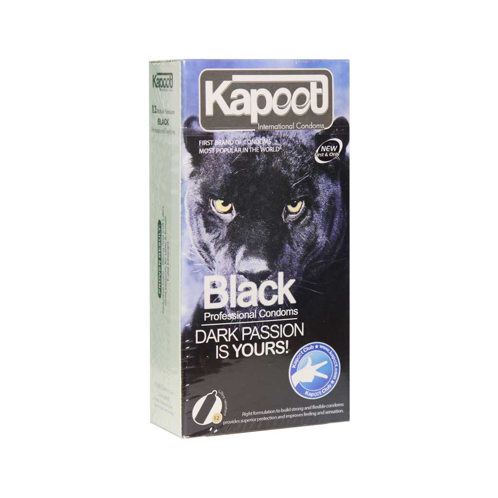 Kapoot-Black-Condoms-12-Pcs کاندوم تاخیری مشکی کاپوت