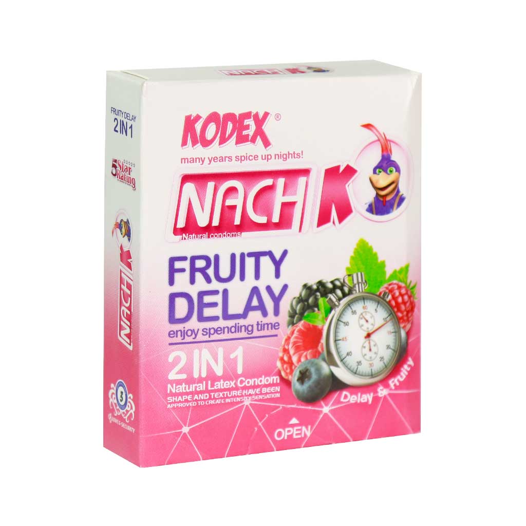 Nach-Kodex-Total-2-In-1-Model-Fruity-Delay-Condoms-4-Pcs کاندوم 2 در 1 کدکس مدل فروتی دیلی