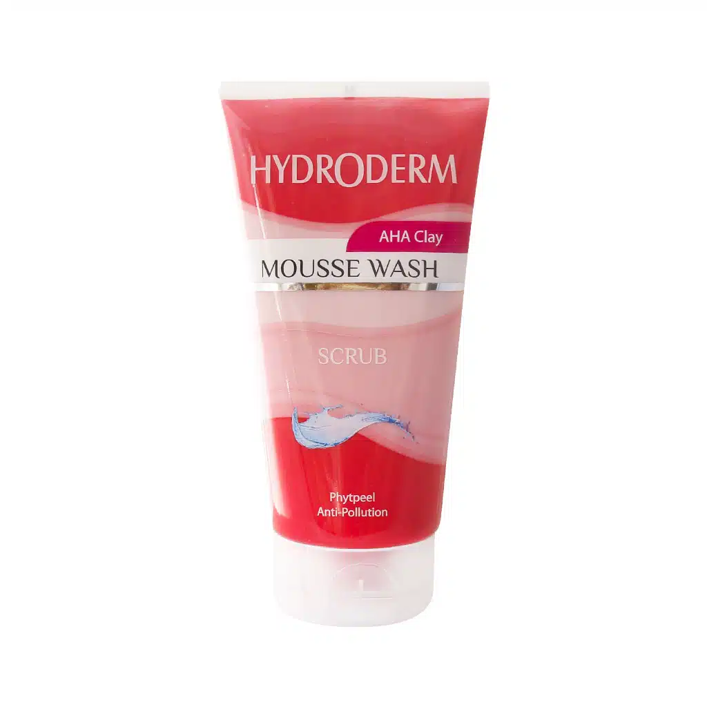 Hydroderm-AHA-Clay-Mousse-Wash-150-ml.jpg.webp موس واش رسی اسکراب و ساینده پوست صورت هیدرودرم 150 میلی لیتر