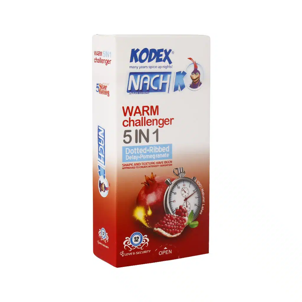 Kodex-Warm-Challenger-5-in-1-Condom-12-pcs.jpg.webp کاندوم 5 کاره کدکس مدل وارم چلنجر 12 عدد