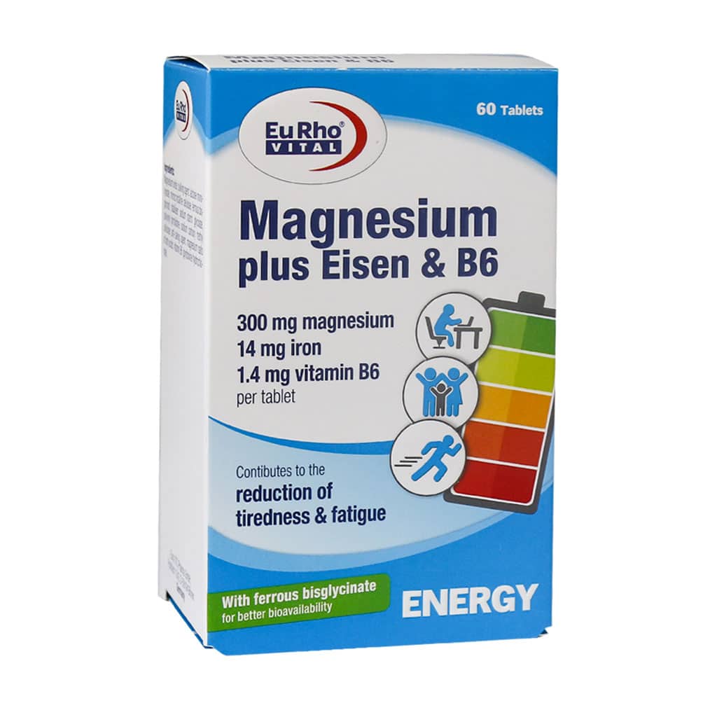 Eurho-Vital-Magnesium-Plus-Eisen-And-B6-60-Tabs قرص منیزیم پلاس آیزن و ویتامین B6 یوروویتال
