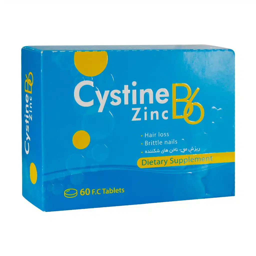 Daana-Cystine-B6-Zinc-60-FC.jpg.webp قرص روکشدار سیستین B6 زینک دانا 60 عدد