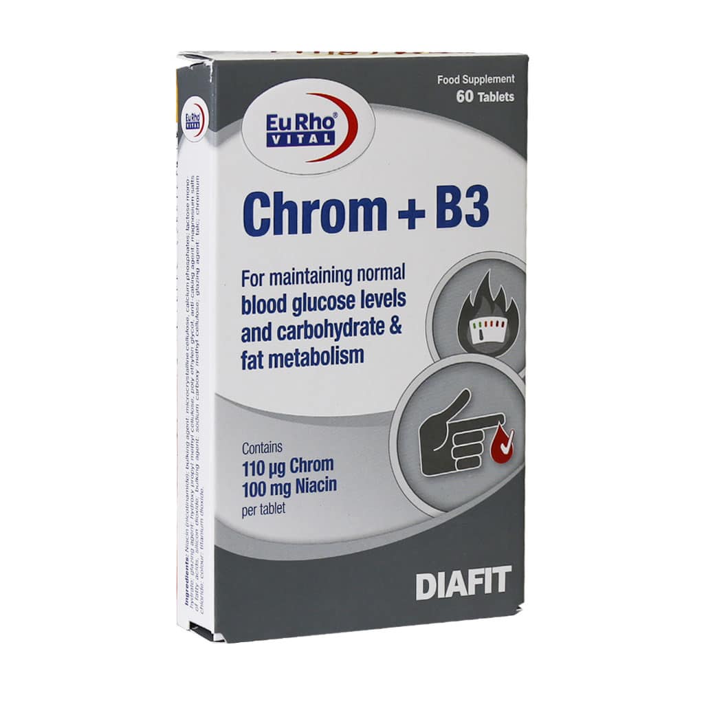 Eurho-Vital-Chrom-And-Vitamin-B3-60-Tabs قرص کروم و ویتامین B3 یوروویتال