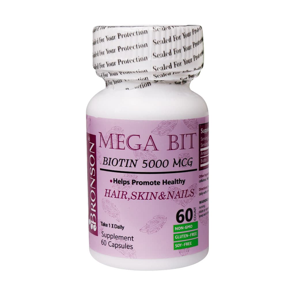 Bronson-Biotin-Mega-Bit-500-Mcg-60-Capsules کپسول بیوتین مگابیت 5000 میکروگرم برونسون
