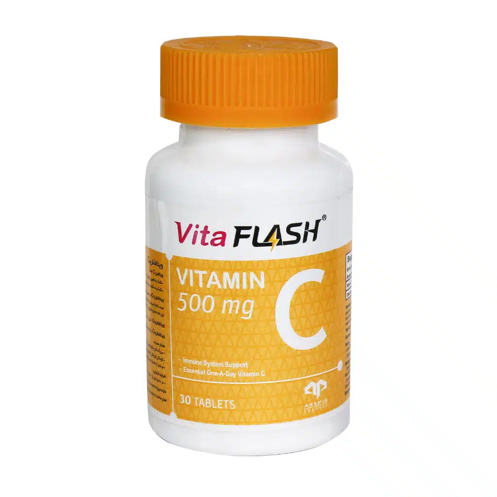 Aramis-Pharmed-Vita-Flash-Vitamin-C-500-mg-30-Tabs.jpg.webp قرص ویتافلش C 500 میلی گرم آرامیس فارمد 30 عدد