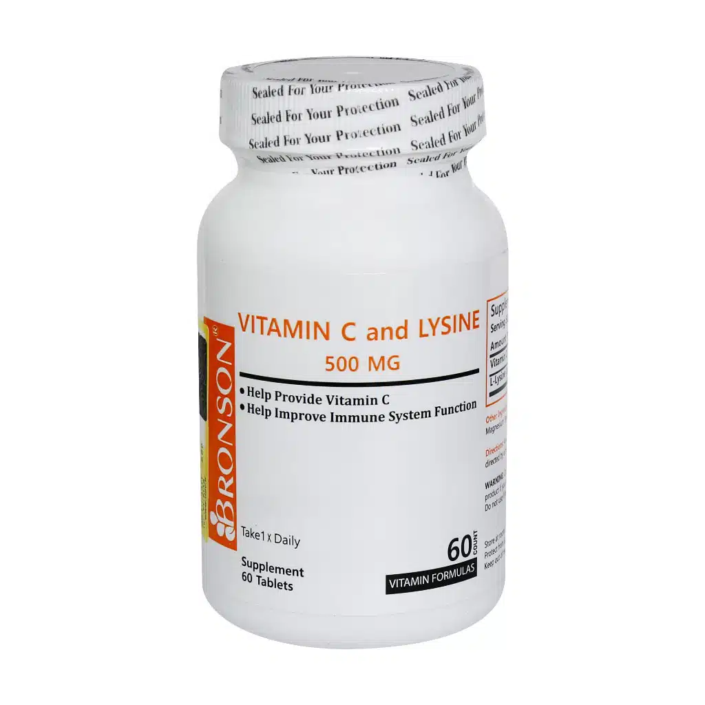 Bronson-Vitamin-C-and-Lysin-500-Mg-60-Tablet.jpg.webp قرص ویتامین C و لیزین 500 میلی گرم برونسون 60 عدد