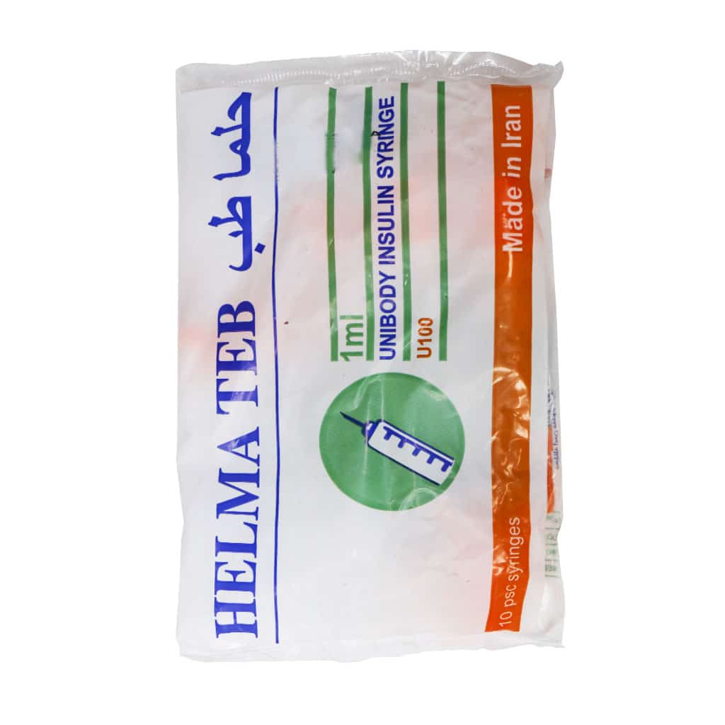 Helma-Teb-Unibody-Insulin-Syring-10-Psc سرنگ انسولین سرسوزن متصل یک میلی لیتر حلما طب