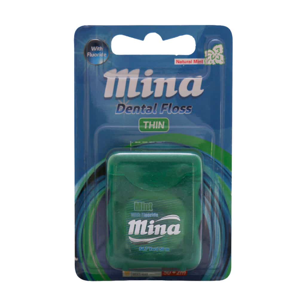 Mina-Mint-Dental-Floss-۵۰-m قیمت نخ دندان نازک مینا با اسانس نعنا