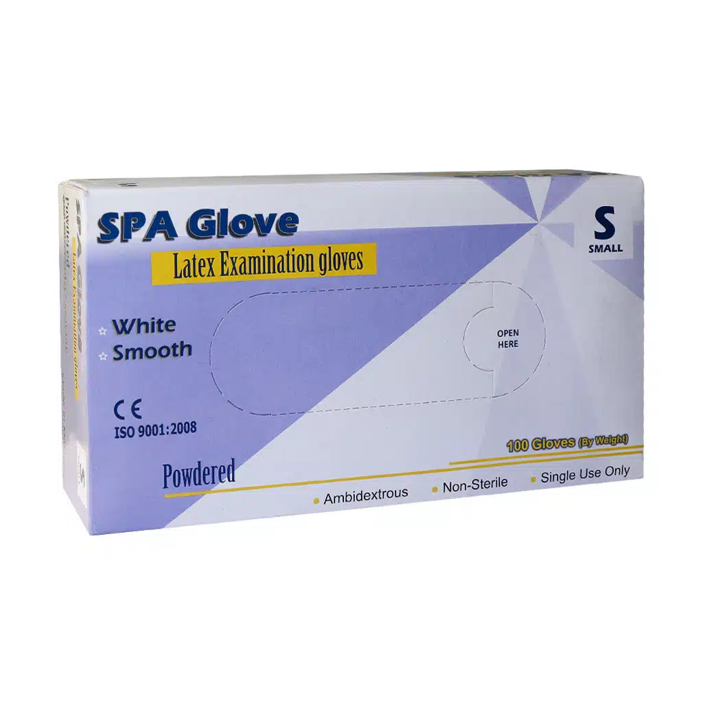 SPA-Glove-100-Latex-Glove.jpg.webp دستکش لاتکس پودری اسپا گلاو 100 عدد