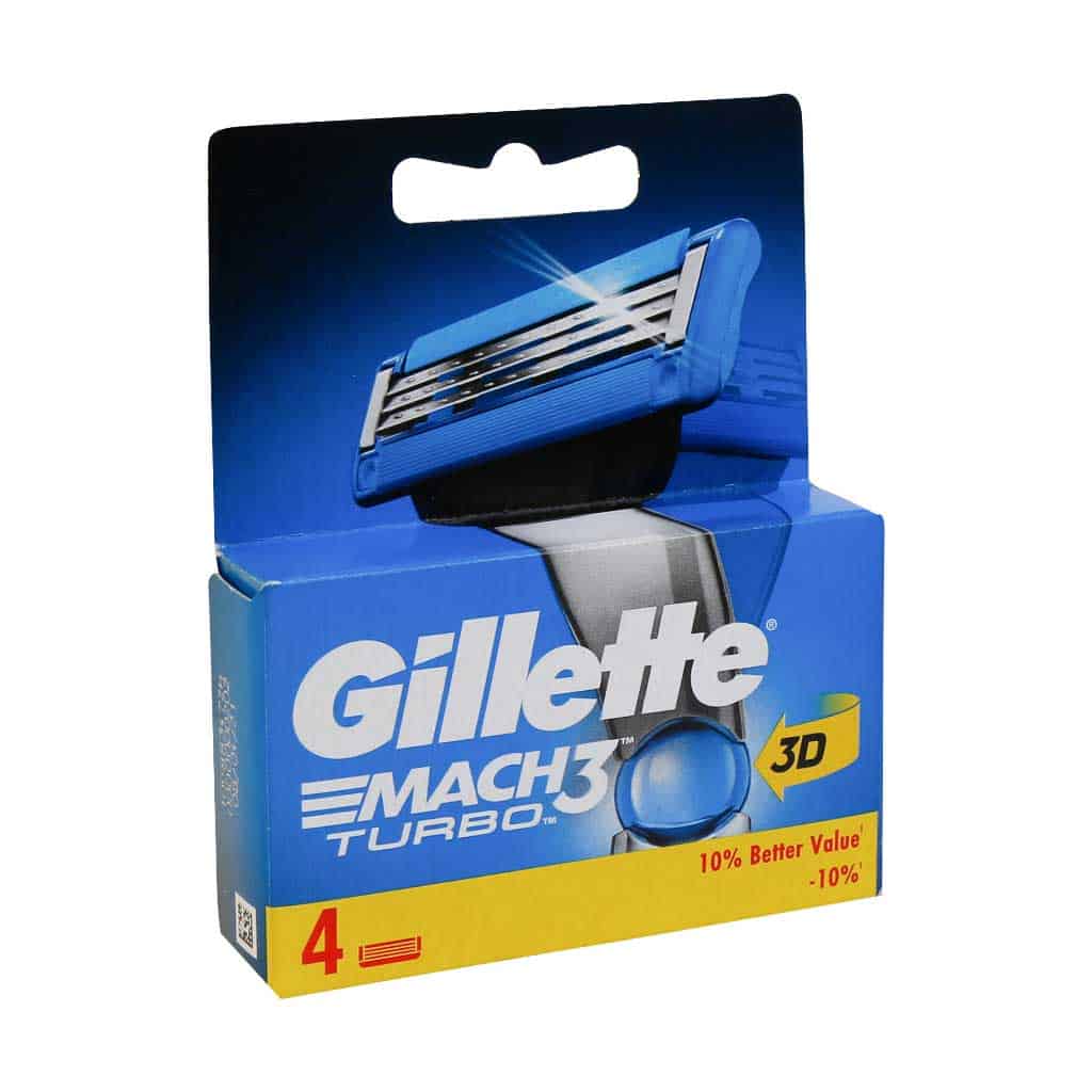 تیغ یدک-1 Mach3 Turbo 3D ژیلت 4 عدد تیغ یدک Mach3 Turbo 3D ژیلت 4 عدد