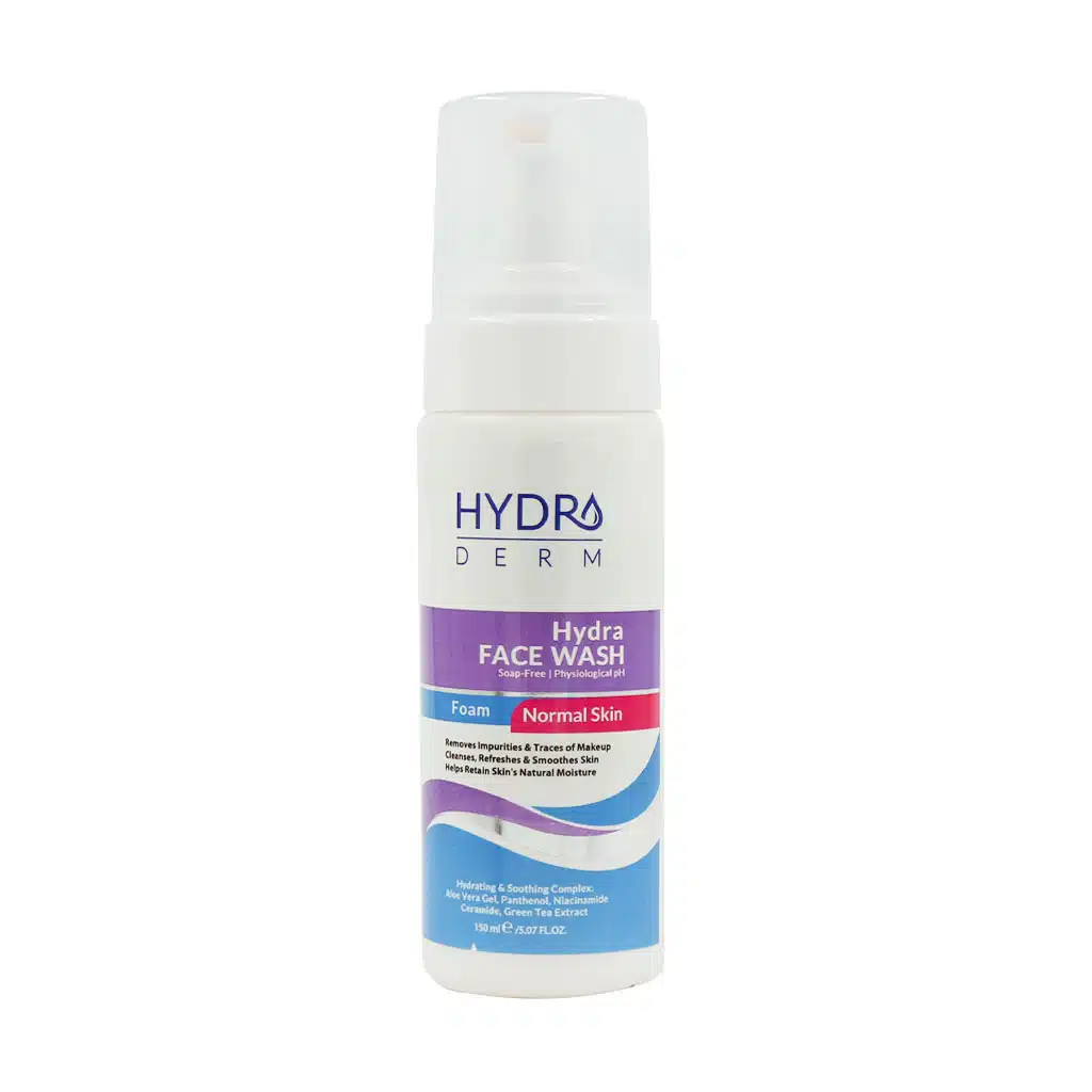 Hydroderm-Foam-Wash-For-Sensitive-Skin-150-ml-1.jpg.webp فوم شستشوی صورت پوست نرمال هیدرودرم 150 میلی لیتر