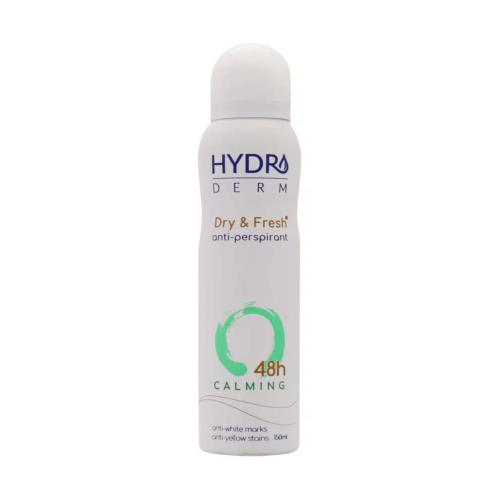 Hydroderm-Lady-Anti-Perspirant-Dry-Spray-Calming-Model-150-ml.jpg.webp اسپری ضد تعریق زنانه التیام دهنده زیر بغل هیدرودرم 150 میلی لیتر