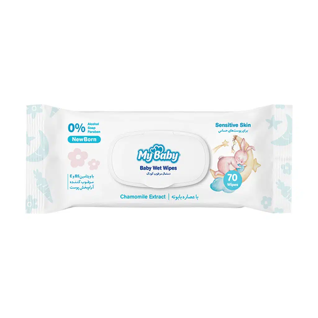 My-Baby-Sensitive-Skin-Baby-Wet-Wipes-۷۰-Pcs.jpg.webp دستمال مرطوب کودک مای بیبی مناسب پوست های حساس 70 عدد