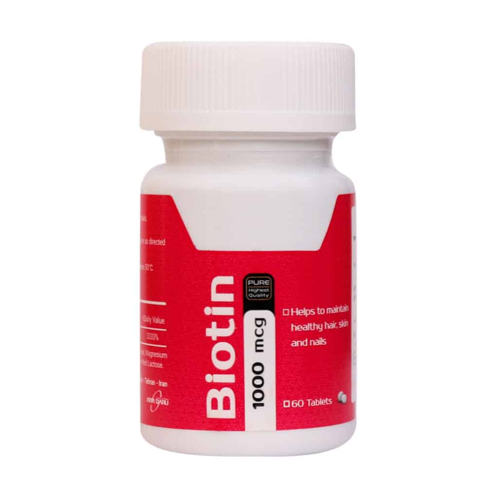 قرص بیوتین 1000 میکروگرم آریا دارو 60 قرص بیوتین 1000 میکروگرم آریا دارو