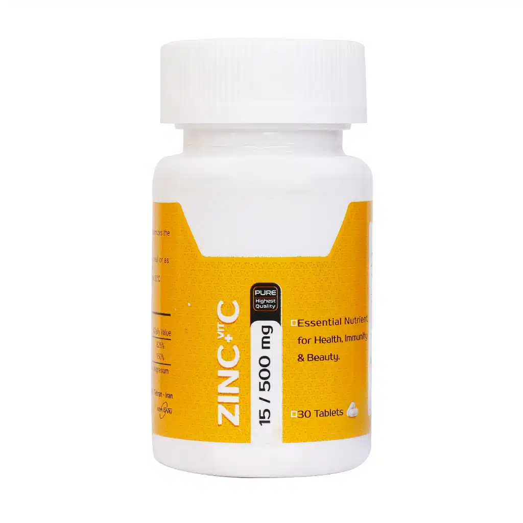 Arya-Daru-Zinc-and-vitamin-C-30-Tabs.jpg.webp قرص زینک و ویتامین C آریا دارو 30 عدد