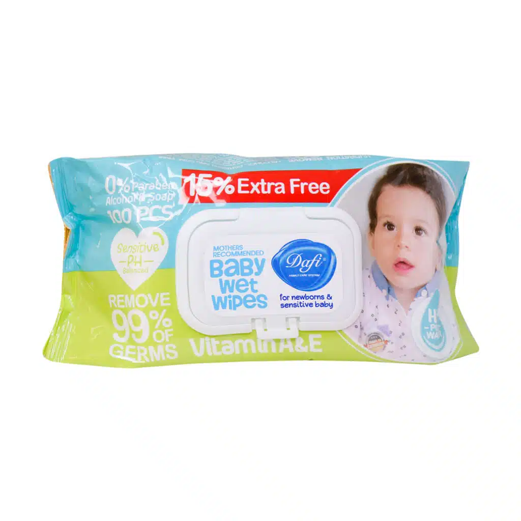 Dafi-Calendula-Baby-Wet-Wipes-100-Pcs.jpg.webp دستمال مرطوب کودک دافی حاوی عصاره کالاندولا 100 عدد