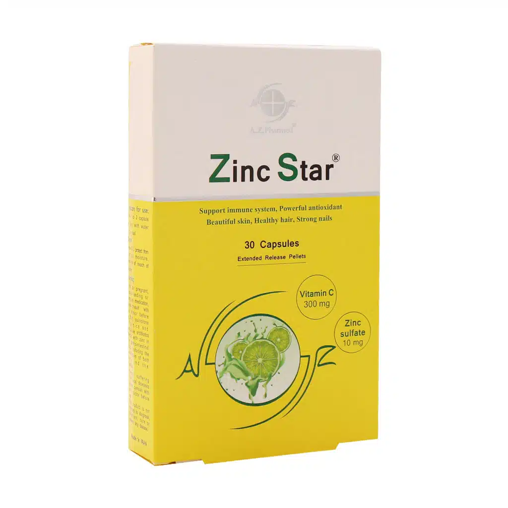 Arman-Zist-Pharmed-Zinc-and-Vitamin-C-30-Cap-1.jpg.webp کپسول زینک استار آرمان زیست فارمد 30 عدد