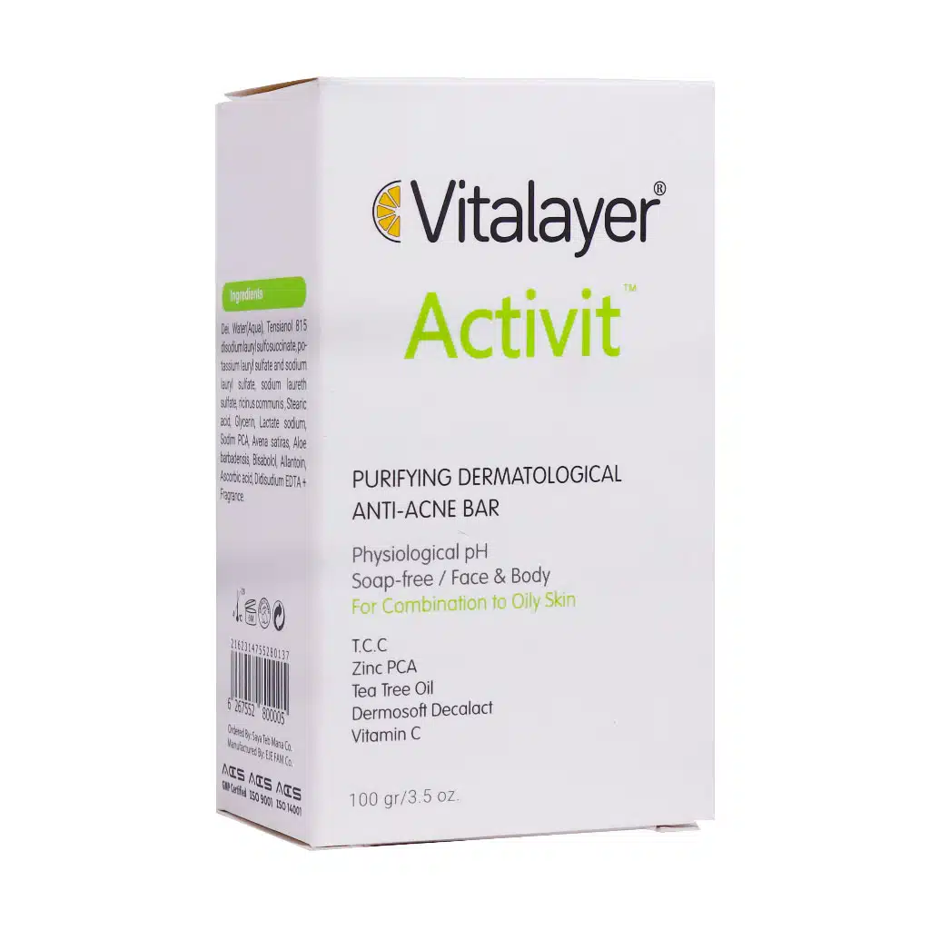 Vitalayer-Activit-Purifying-Dermatological-Anti-Acne-Bar-100-gr.jpg.webp پن پوست چرب ویتالیر مدل اکتیوویت 100 گرم