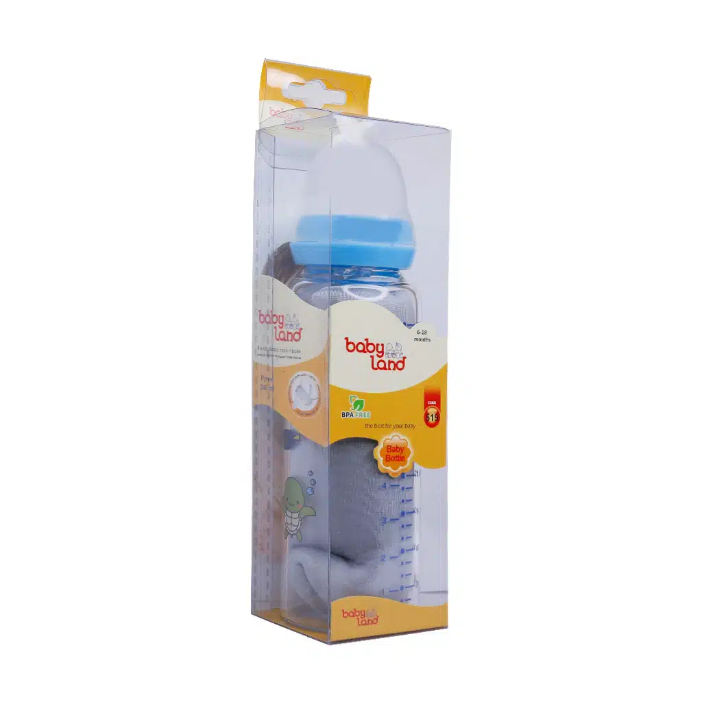 Baby-land-Baby-Bottle-Code-519-For-6-to18-Months.jpg.webp شیرخوری پیرکس بیبی لند کد 519 مناسب 6 الی 18 ماه 240 میلی لیتر