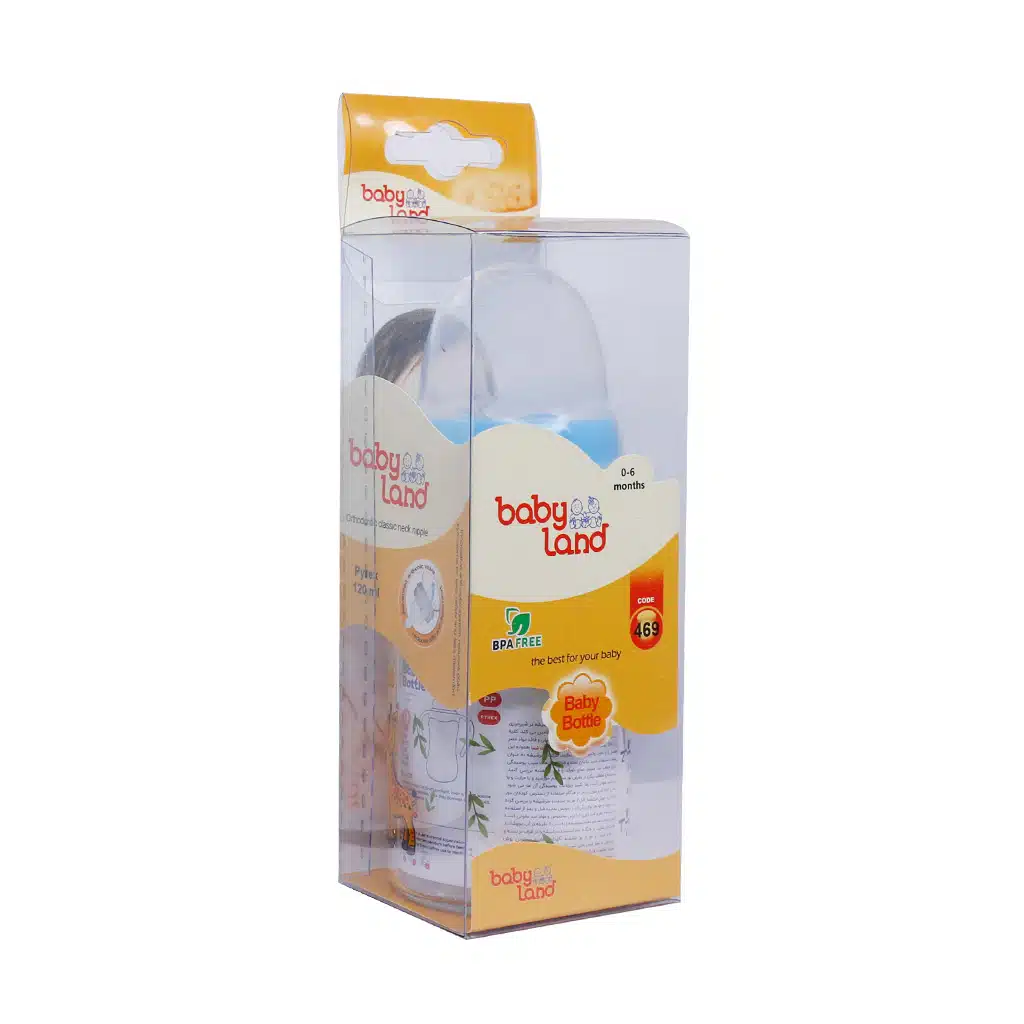 Babyland-Pirex-Feeding-Bottle-With-Cover-120ml.jpg.webp شیرخوری پیرکس بیبی لند کد 517 مناسب نوزادان از بدو تولد تا 6 ماهگی حجم 120 میلی لیتر
