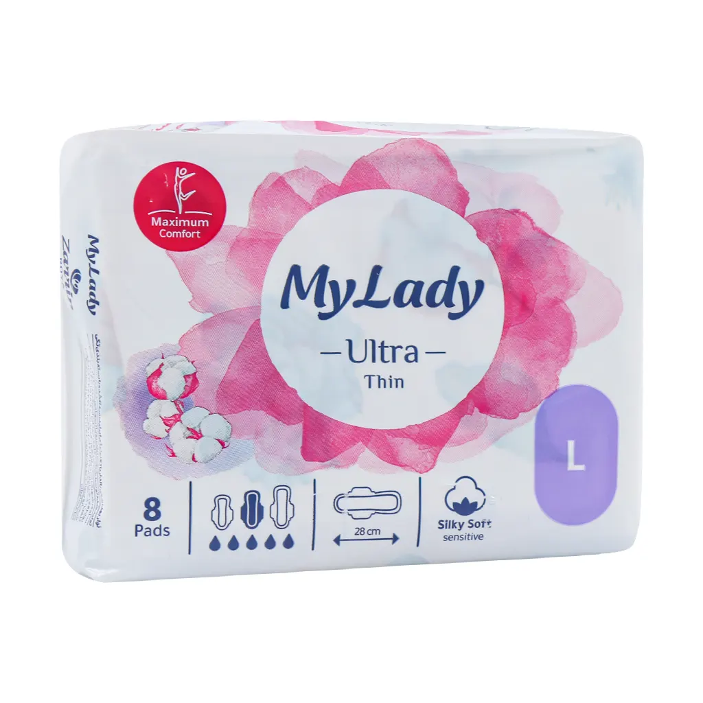 My Lady Large Ultra Thin Silky Soft 8 Pads قیمت نوار بهداشتی ایرلید سیلکلی سافت سایز بزرگ مای لیدی