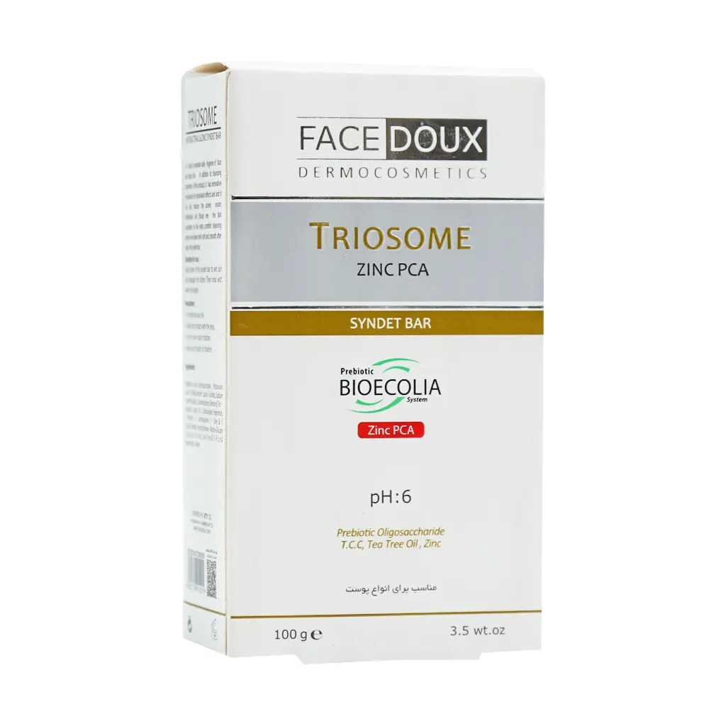 Facedoux Triosom Zinc Plus Syndet Bar 100 gr قیمت پن آنتی باکتریال تریوزوم زینک پلاس فیس دوکس
