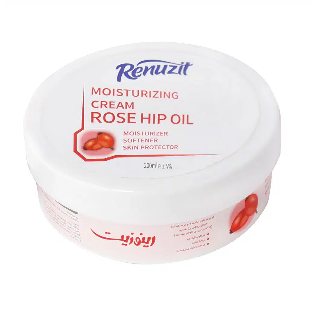 Renuzit-Moisturizing-Cream-Rose-Hip-Oil.jpg.webp کرم کاسه ای مرطوب کننده و نرم کننده روغن رز هیپ رینوزیت 200 میلی لیتر