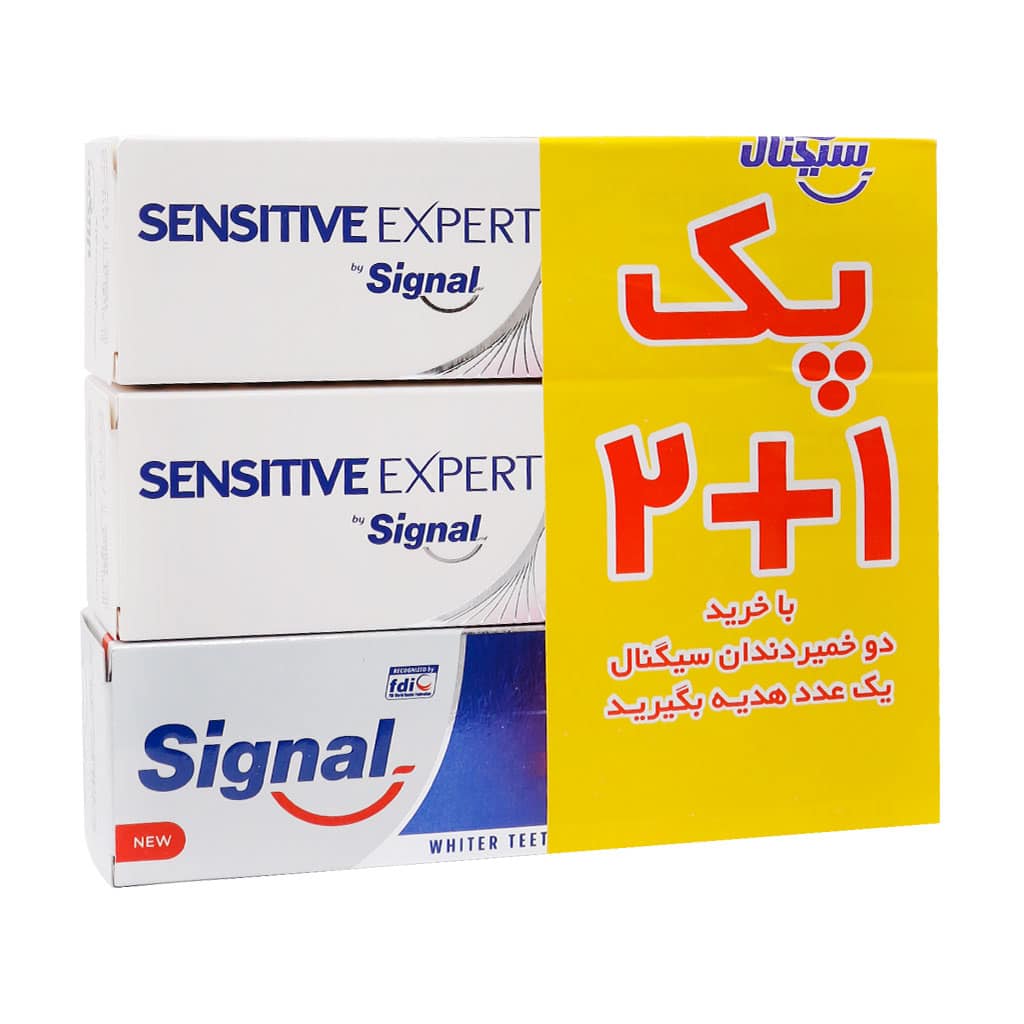 پک سه عددی خمیر دندان سفید کننده و ت پک سه عددی خمیر دندان سفید کننده و ترمیم کننده و ضدحساسیت سیگنال