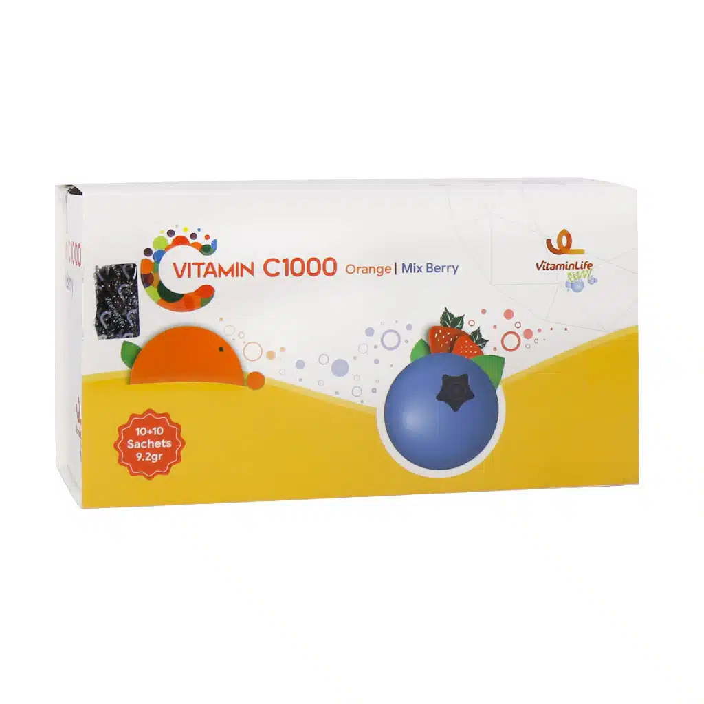 Vitamin-Life-Vitamin-C-1000-Mg-20-Sachets.jpg.webp ساشه ویتامین C 1000 میلی گرم ویتامین لایف با دو طعم 20 عدد