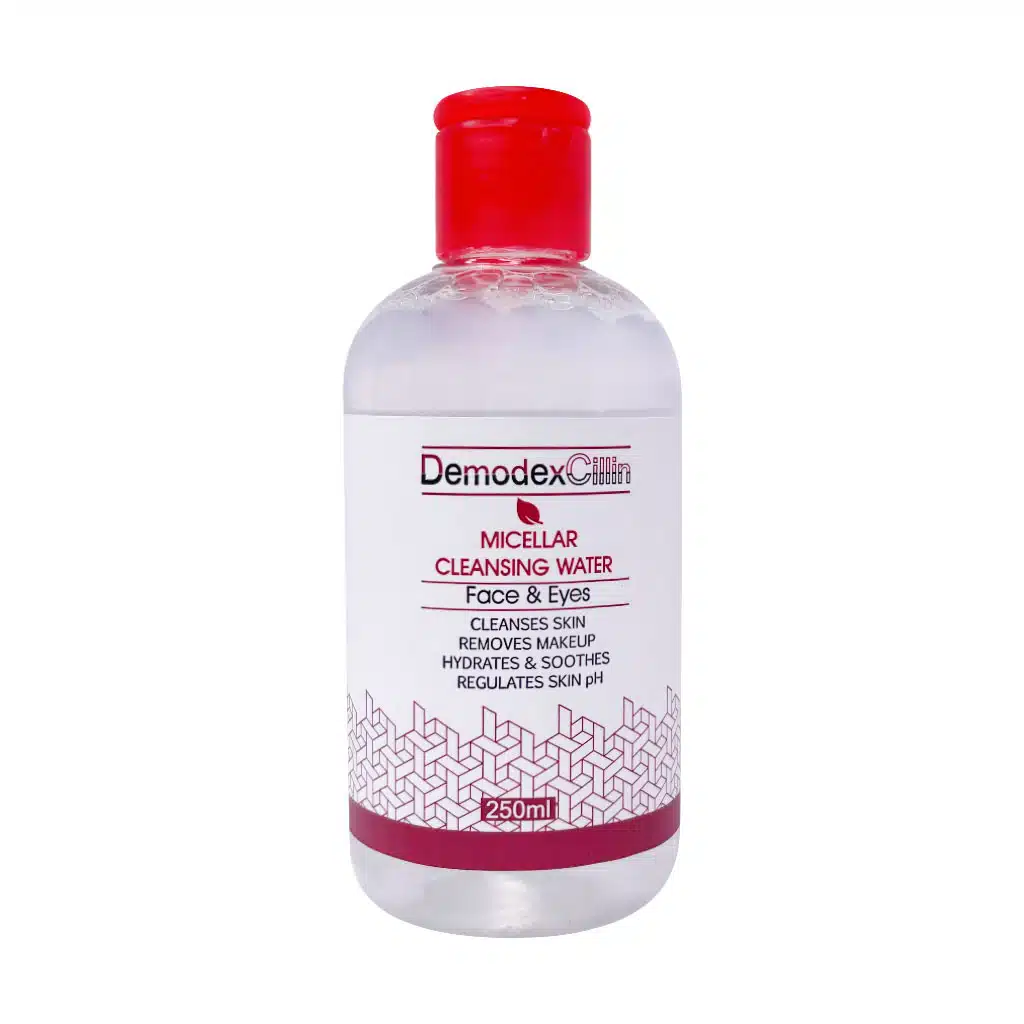Demodexcillin-Micellar-Cleansing-Water-For-Dry-and-sensitive-skin-250-ml.jpg.webp محلول پاک کننده آرایش پوست خشک و حساس دمودکسیلین 250 میلی لیتر