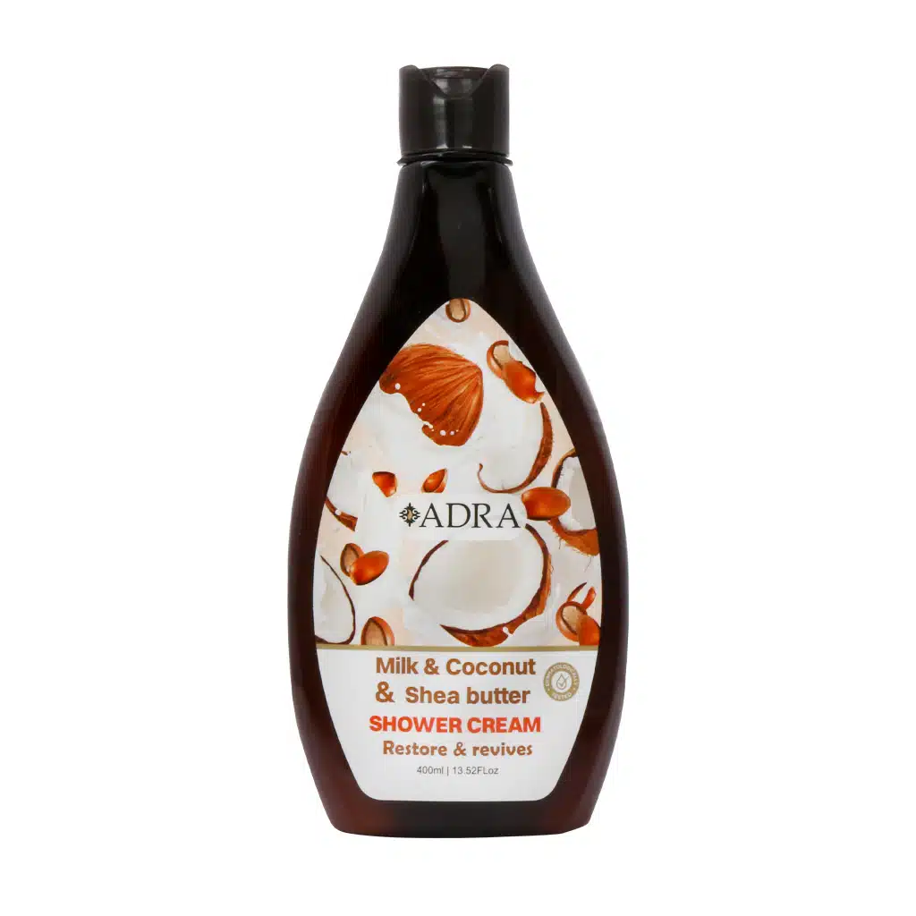 Adra-Coconut-And-Shea-Butter-Shower-Gel-400-ml.jpg.webp شامپو بدن کرمی نارگیل و شی باتر آدرا 400 میلی لیتر