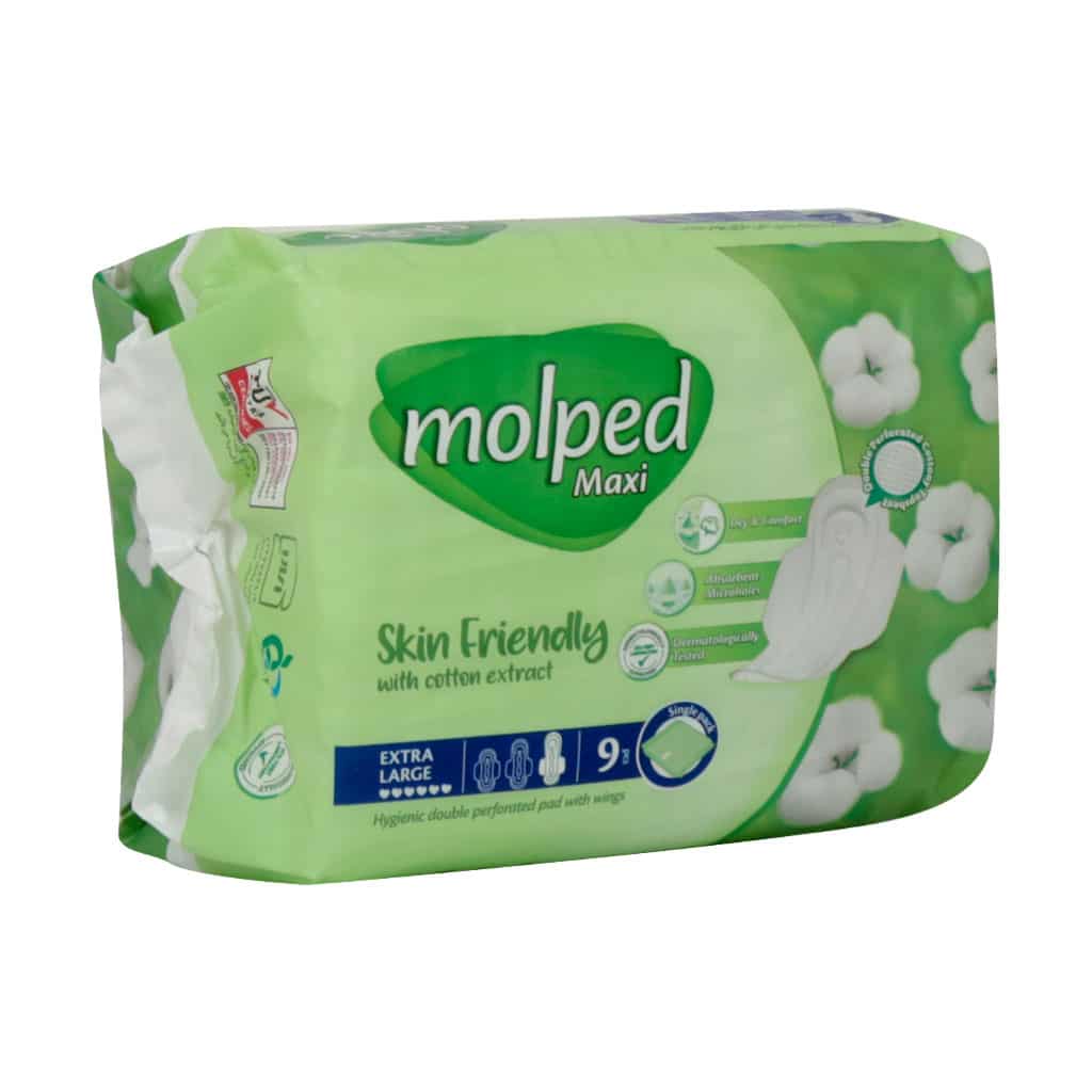 نوار بهداشتی بالدار نیمه ضخیم مشبک نوار بهداشتی بالدار نیمه ضخیم مشبک مولپد مدل Maxi سایز خیلی بزرگ