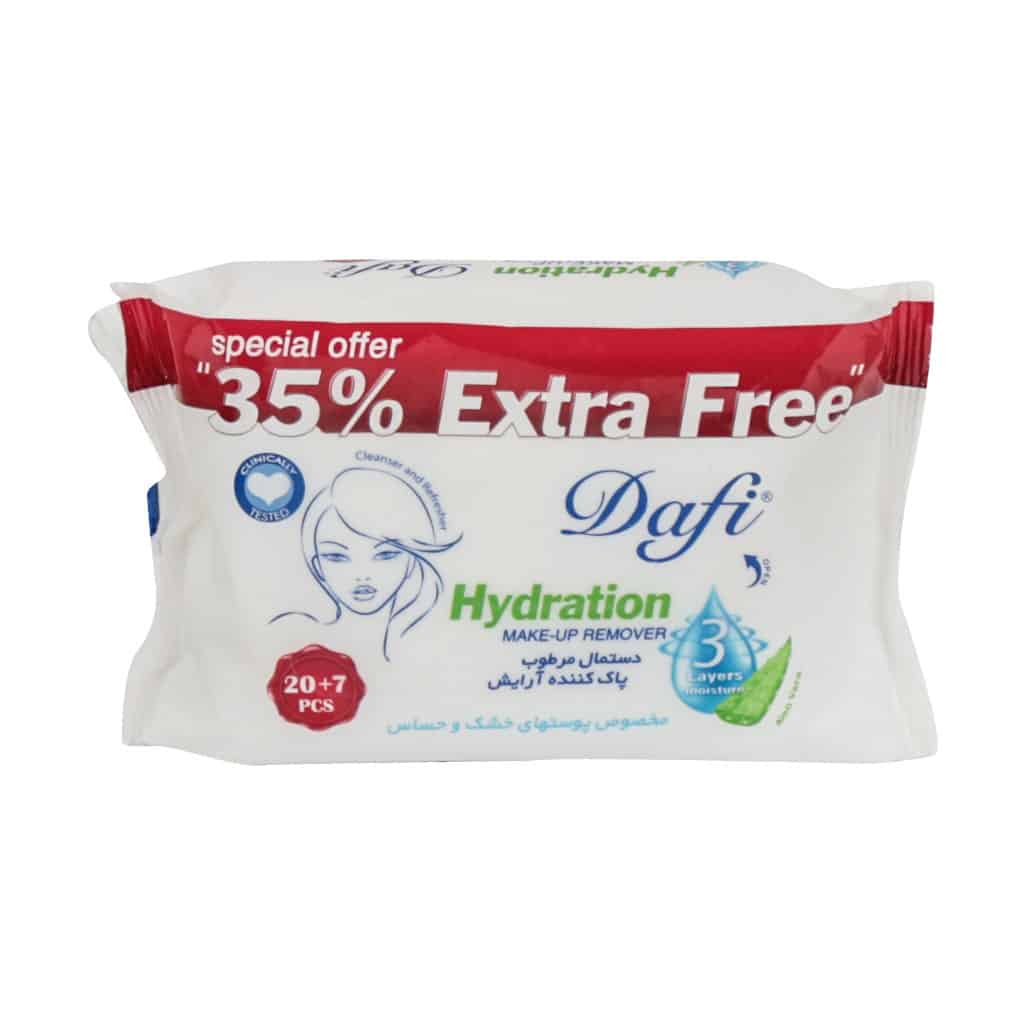 دستمال مرطوب پاک کننده آرایش اکستر دستمال مرطوب پاک کننده آرایش اکسترا دافی مناسب پوست خشک و حساس
