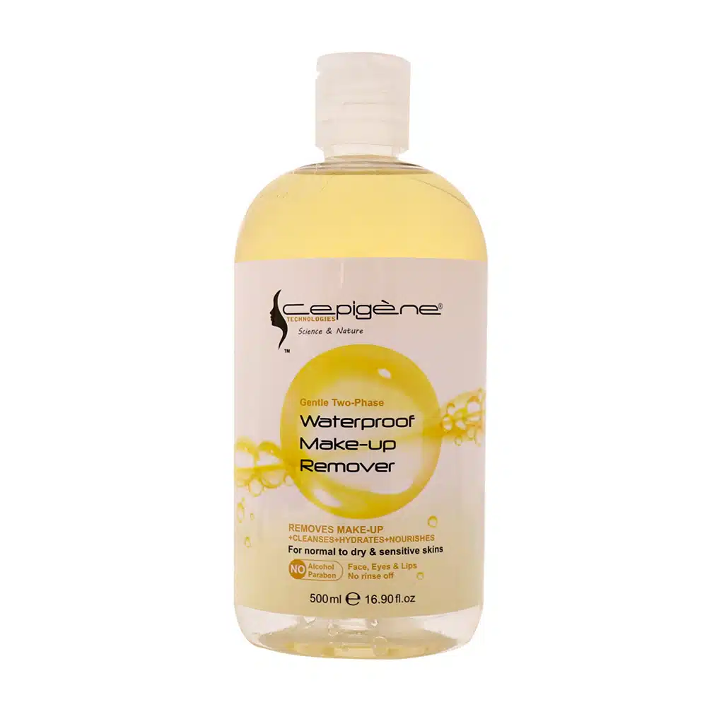 Cepigene-Waterproof-Make-Up-Remover-For-Eyes-And-Lips-500-ml.jpg.webp پاک کننده دو فاز چشم و لب سپیژن مناسب پوست نرمال تا خشک و حساس 500 میلی لیتر