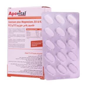 قرص کلسیم پلاس منیزیم ویتامین D3 و K2 آپوویتال
