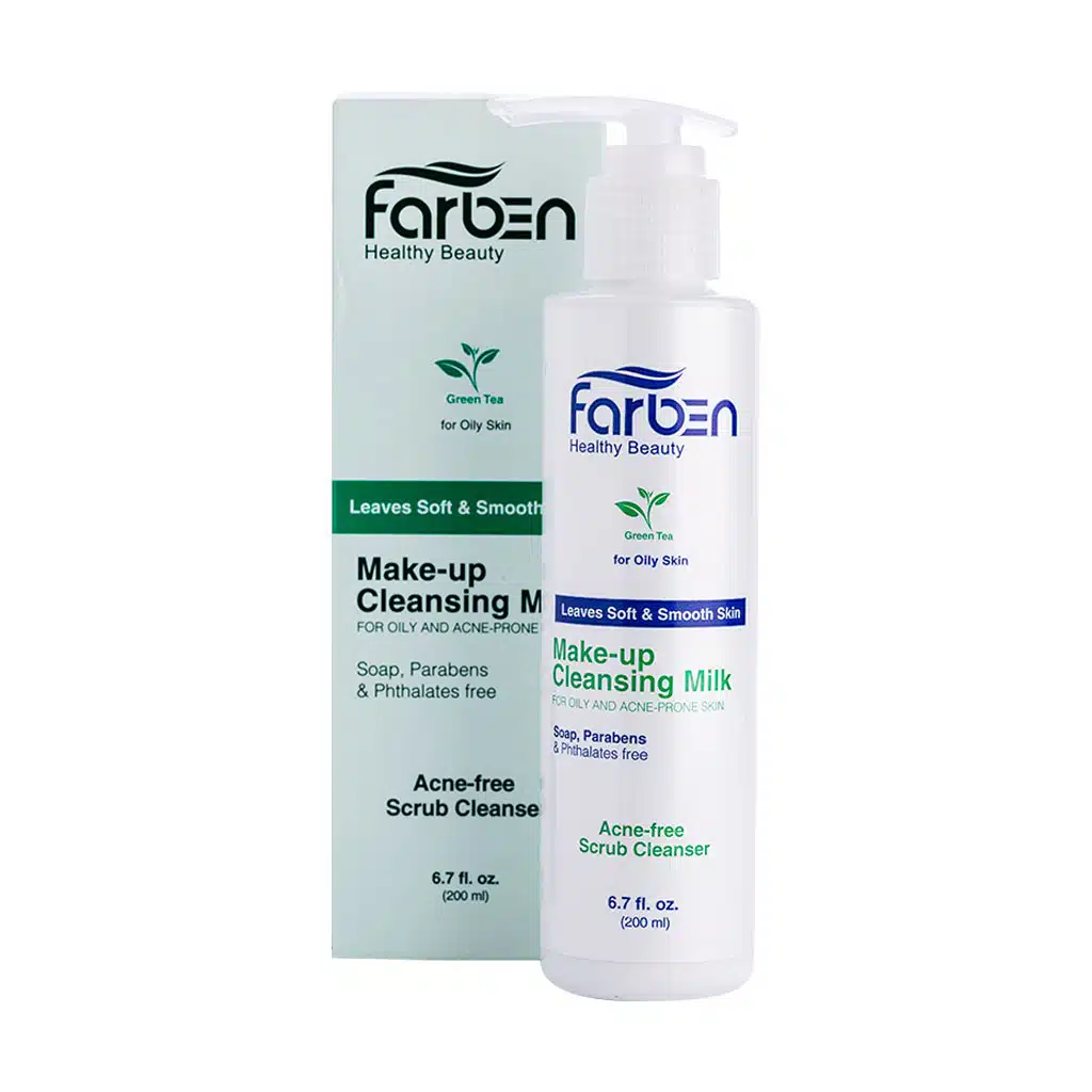 Farben-Green-Tea-Make-Up-Cleansing-Milk-For-Oily-Skin-200.jpg.webp شیر پاک کن حاوی عصاره چای سبز فاربن مناسب پوست چرب 200 میلی لیتر